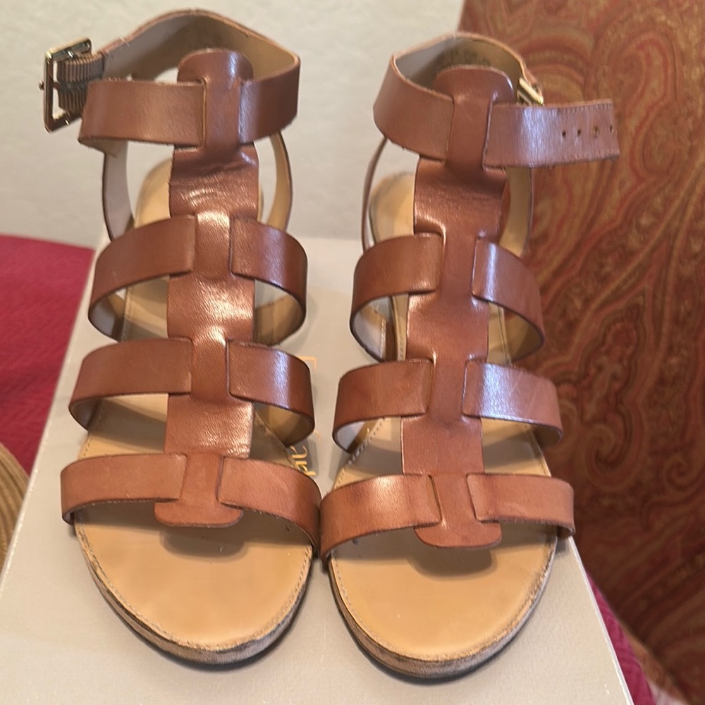 Franco Sarto Brown Gladiator Sandals with Buckle Closure